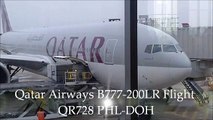 Qatar Airways B777-200LR Flight 728 Philadelphia to Doha