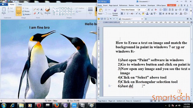 How to Erase a text on image and match with background color in paint in windows 7 or xp or windows 8