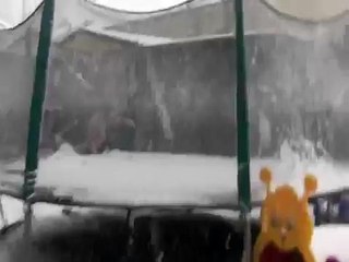 topless snow trampoline.