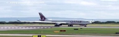 Qatar Airways A333 Crosswind LANDING 23R | MAN