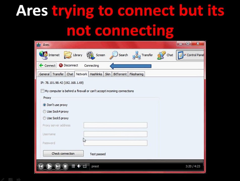 how to fix Ares ( not connecting) problem- 100% fix for reall .wmv