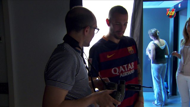 Backstage at FC Barcelona players photo shoot