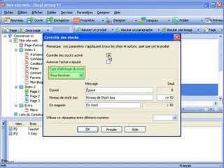 Gestion des stocks dans le logiciel e-commerce ShopFactory