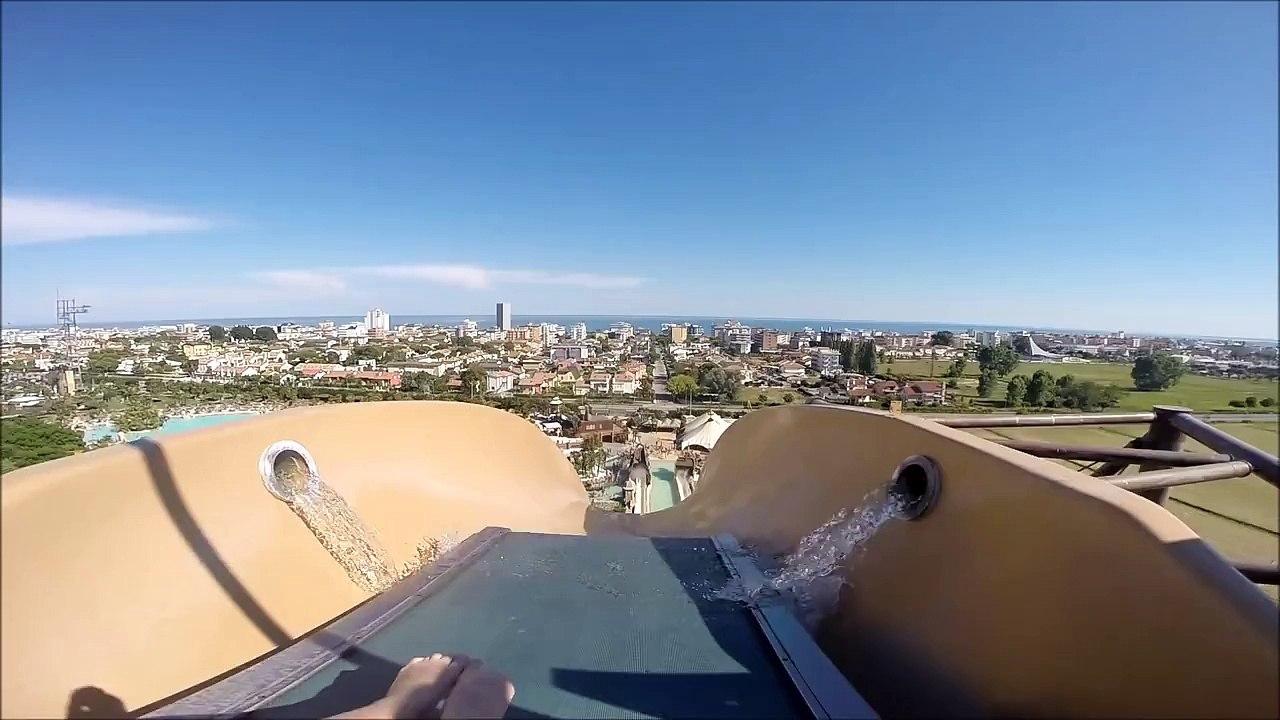 Extreme and fastest water slide in the world Spacemaker waterpark aquapark Aqualandia Italy (GoPro)!