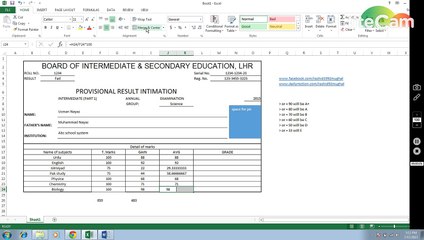 Mark sheet in MS Excel - Tutorail # 6