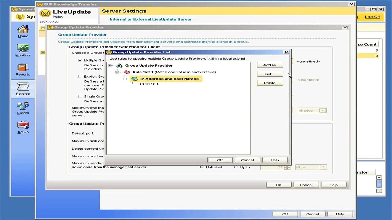 Establishing a Group Update Provider (GUP) for Symantec Endpoint Protection