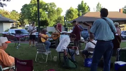 Yoga and Bluegrass music on the Collierville Square
