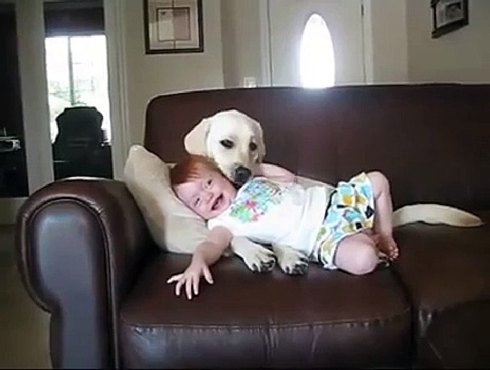 This Baby Girl Loves Her Dog's Tickly Tongue!