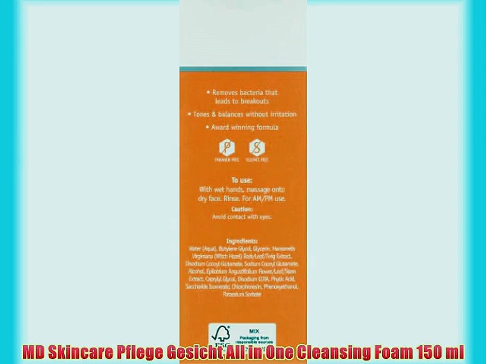 MD Skincare Pflege Gesicht All in One Cleansing Foam 150 ml