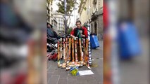 Amazing street drummer wows spectators