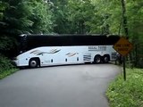 Regal Tour Bus stuck on one lane road