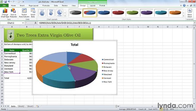 MS Excell Creating and modifying a pie chart