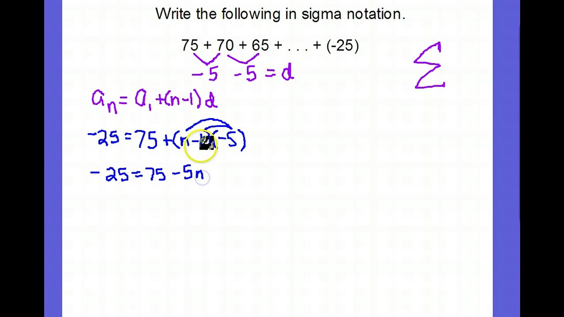 Arithmetic Series in Sigma Notation - video Dailymotion
