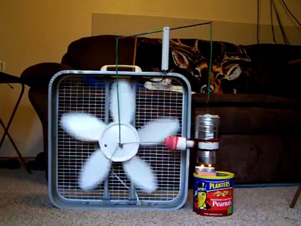 Stirling Engine powered box fan