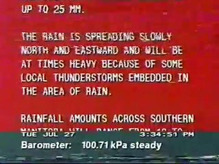 The Weather Network 1993-07-27: Local Forecast with Warning