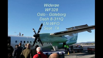 Widerøe WF328 Dash-8-300 Oslo-Gothenburg Safety, Take-off, Inflight & Landing