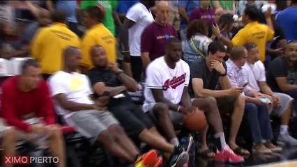 LeBron Hits Sideline 3 While Sitting Down _ July 17, 2015 _ NBA Summer League