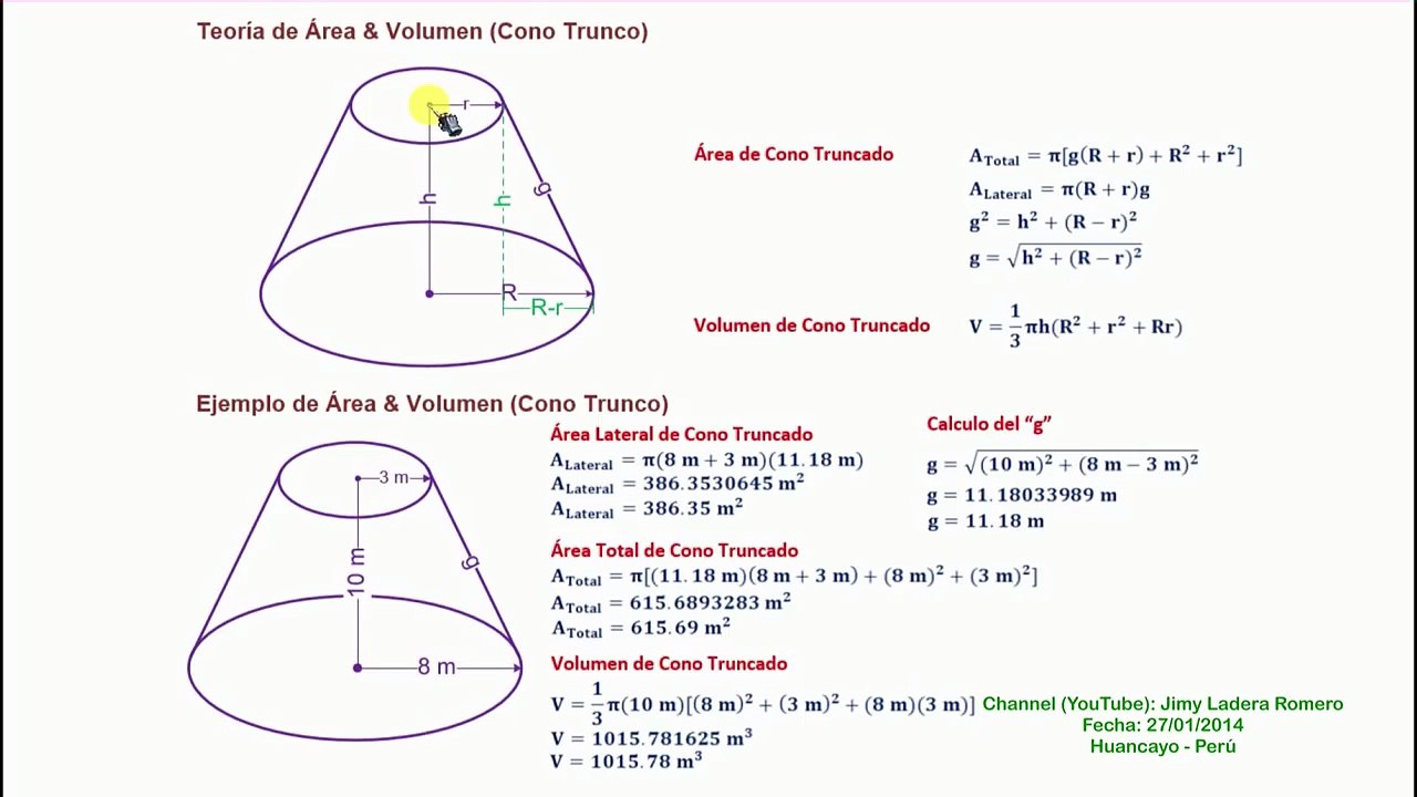 Como Calcular el Área y Volumen de Un Cono Truncado