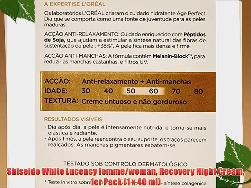 Shiseido White Lucency femme/woman Recovery Night Cream 1er Pack (1 x 40 ml)