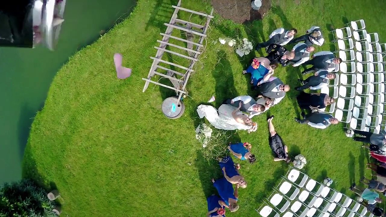 There’s a drone flying around giving people presents