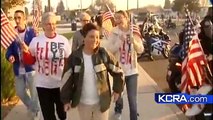 Motorcyclists Process For Flag-Waving Student