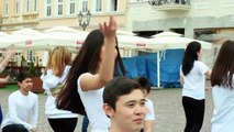 Poland, Rzeszow city - Kazakh students Flash mob