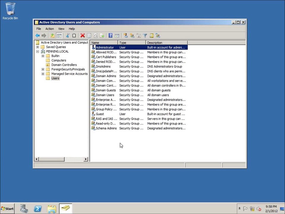Server 2008 Lesson 6 - Creating Users Accounts in Active Directory
