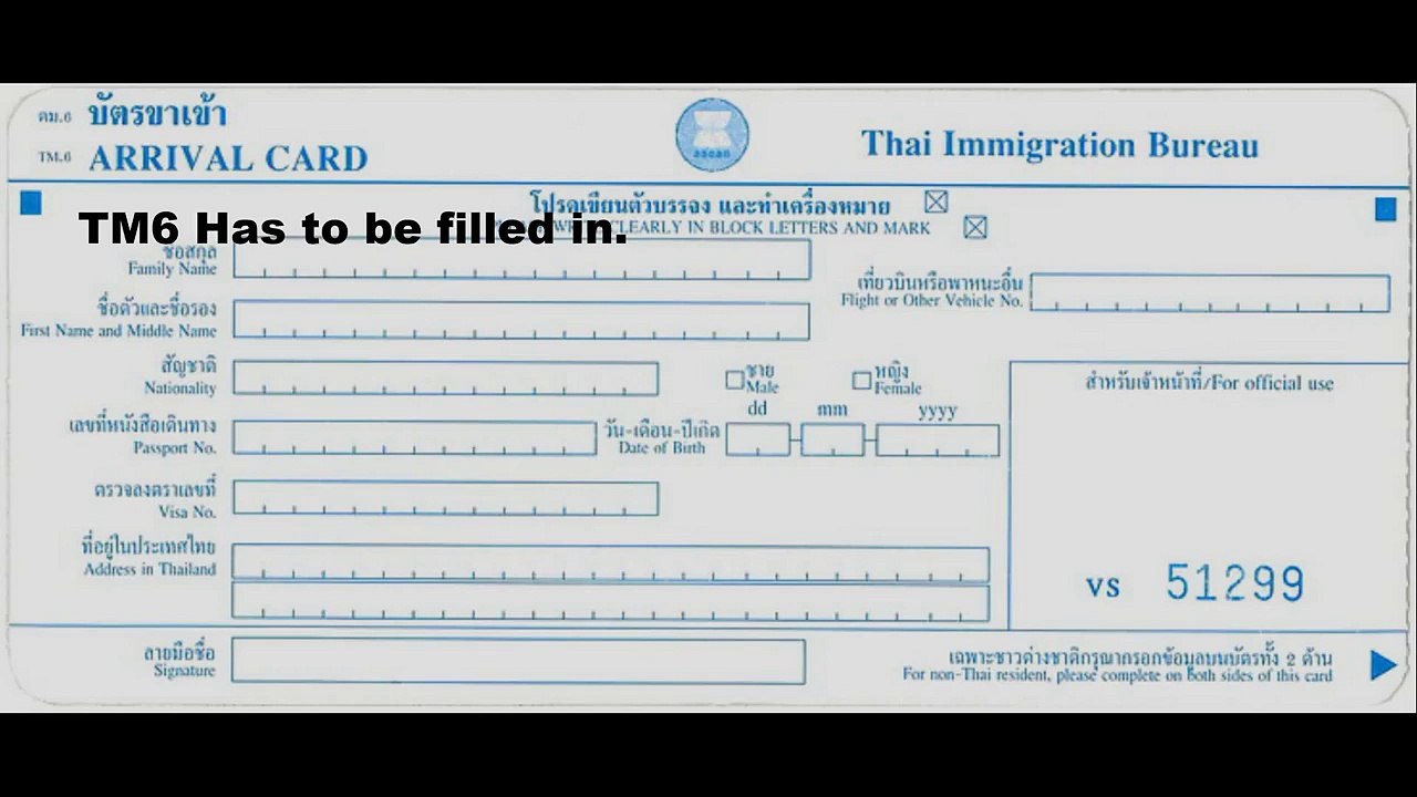 Traveling to Thailand, The TM6 Card
