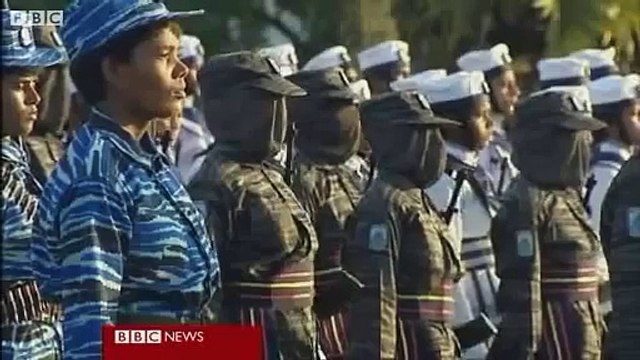 Double standards of LTTE Tamil tigers leader Prabakaran run like a dog while child soldiers are trained by him to eat cyanide