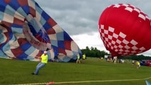 Hot air Balloon on heavy Winds blew out of control taking a massive truck with it!