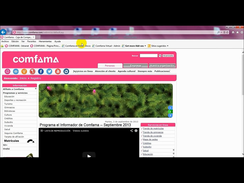 Creación de registro y clave en www.comfama.com -- Usuarios nuevos