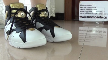 Authentic Air Jordan 7 Champagne on foot