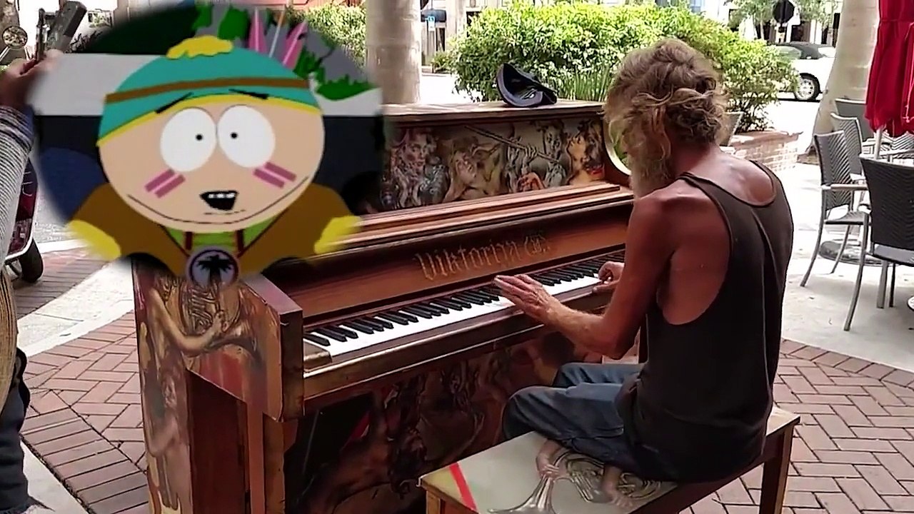 Homeless Man Plays "Come Sail Away" on Piano (Eric Cartman on vocals)