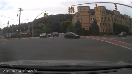 3 cars turn left at intersection when I have right of way -