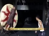 Terrifying knife-throwing stunt by Chinese couple