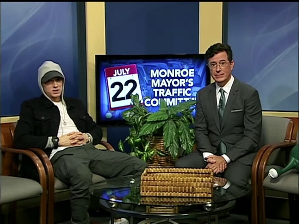 Funny Interview of Only In Monroe Eminem and Stephen Colbert