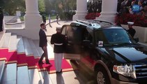 South Sudan president Salva Kiir Mayardit arrives at the White House Diner