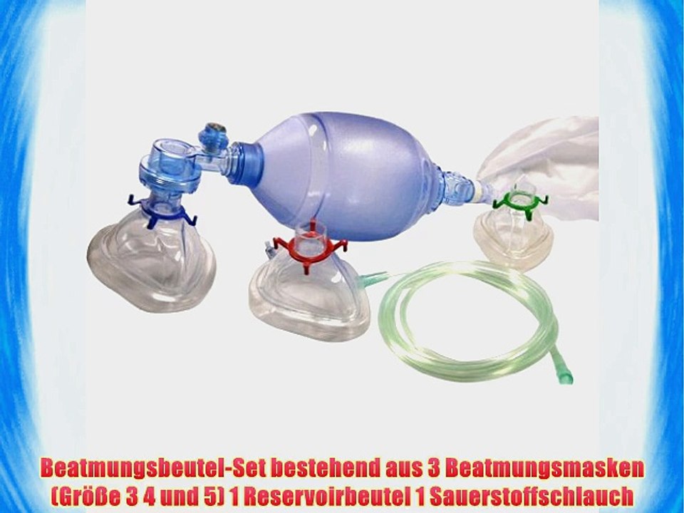 Beatmungsbeutel Set - 3 Masken 1 Reservoirbeutel 1 Sauerstoffschlauch