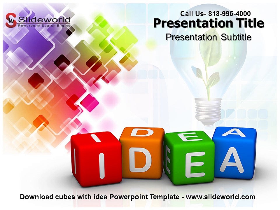 Cubes with idea Powerpoint Template