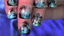 Sharpie Nails - Hibiscus Sea Turtle Nail Design