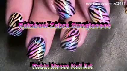 Rainbow nail Design   Zebra print using eyeshadow!