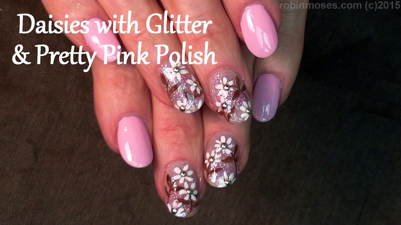 Spring Daisy Nail Design (Prom Nails)