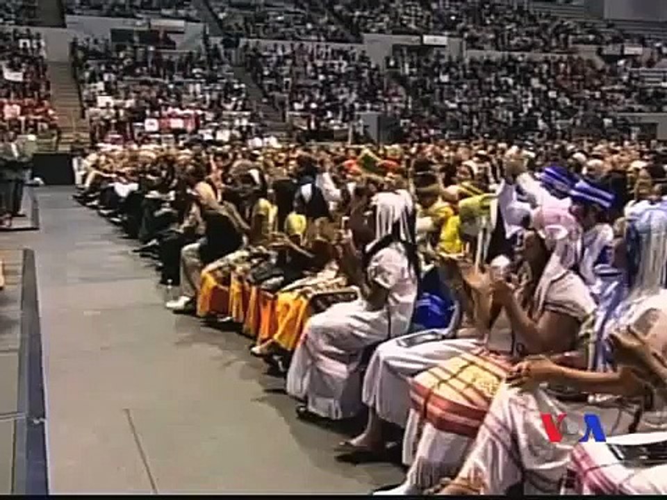 Daw Aung San Su Kyi's speech in Burmese at Fort Wayne, Indiana.