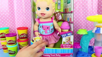BABY ALIVE Yummy Treat Baby Doll Licks & Eats Play Doh Ice Cream Cones by DisneyCarToys