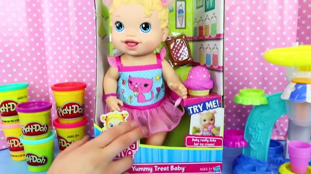 BABY ALIVE Yummy Treat Baby Doll Licks & Eats Play Doh Ice Cream Cones by DisneyCarToys