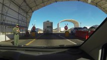 Mexican Standoff, US Border Patrol Checkpoint waits for Rob Trudell's Answer,  Front View