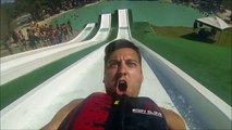Guy's reaction while going backward on mega slide is pure gold!