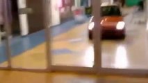 Russian guys get into supermarket with tiny car! Hilarious!