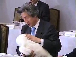 Japanese PM Junichiro Koizumi with Paro,Mental Commitment Robot