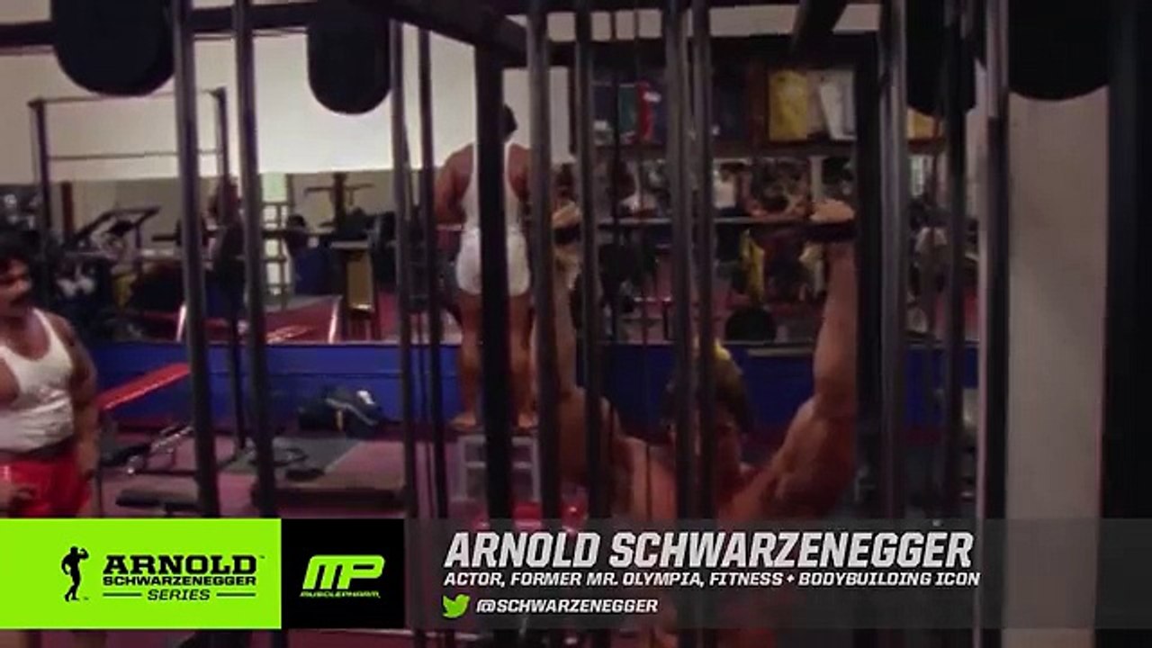 Arnolds Schwarzeneggers Rare Footage of Training Back and Chest Golds Gym Venice